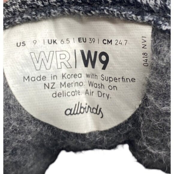 Allbirds Dark Gray Wool Runners Sneakers Size 9 - Picture 7 of 8